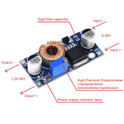 2pcs DC-DC modulo di alimentazione Buck regolabile 5-32V ad alta potenza, Power Module