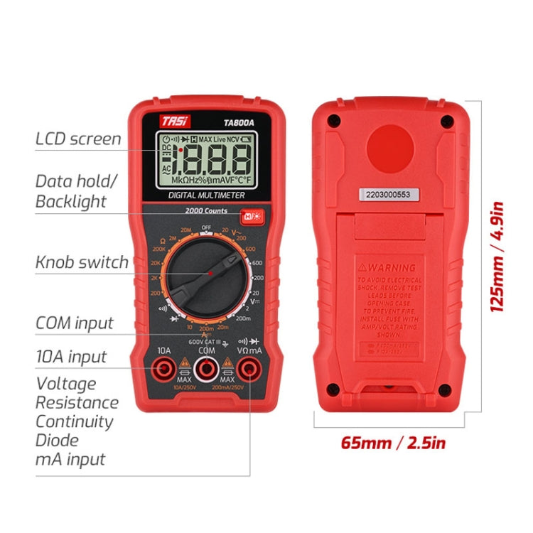 Misuratore digitale universale TASI TA800A 600V 10A