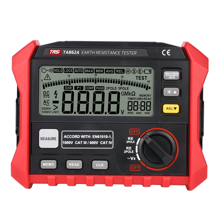 TASI TA862A Tester per resistenza di terra Misurazione della tensione di messa a terra Misuratore di resistenza digitale ad alta precisione, TA862A