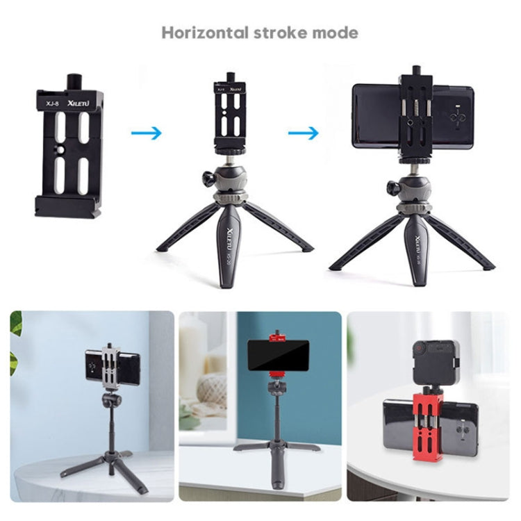 XILETU XJ-8 Clip per telefono cellulare con treppiede per fotocamera in lega di alluminio