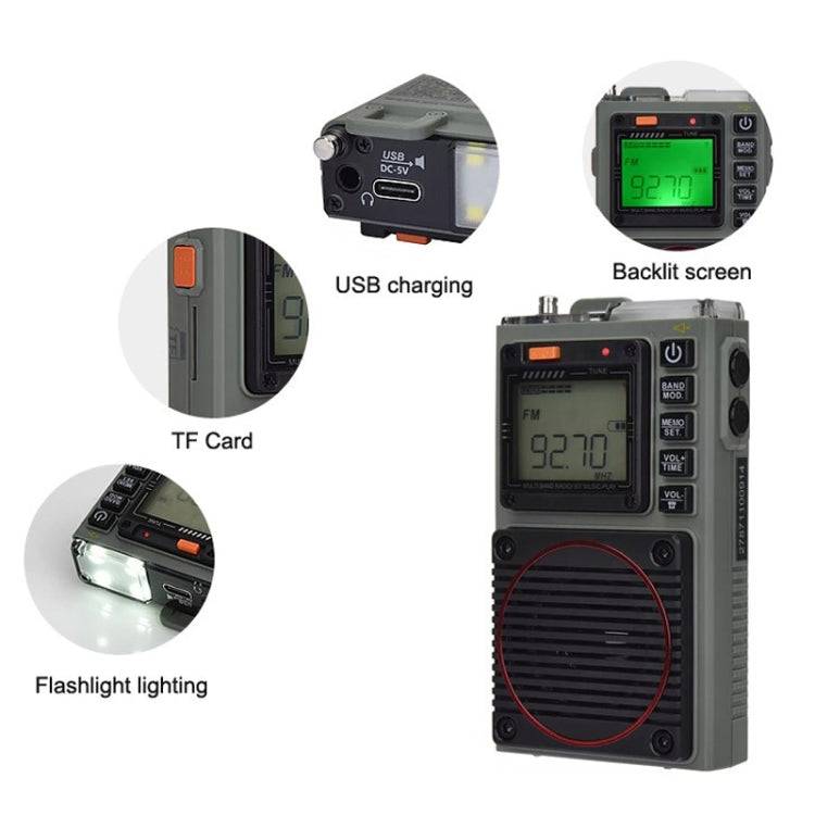 HanRongda HRD-787 Scheda Bluetooth portatile a banda intera ad alte prestazioni Radio di illuminazione a LED di avviso SOS, HRD-787