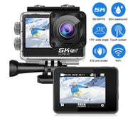 5K/30FPS WIFI HD Anti-Shake Remote Touch Dual-Screen IP68 Telecamera sportiva impermeabile, 5K, 5K Camera + 64G Card, 5K Camera+128G Card