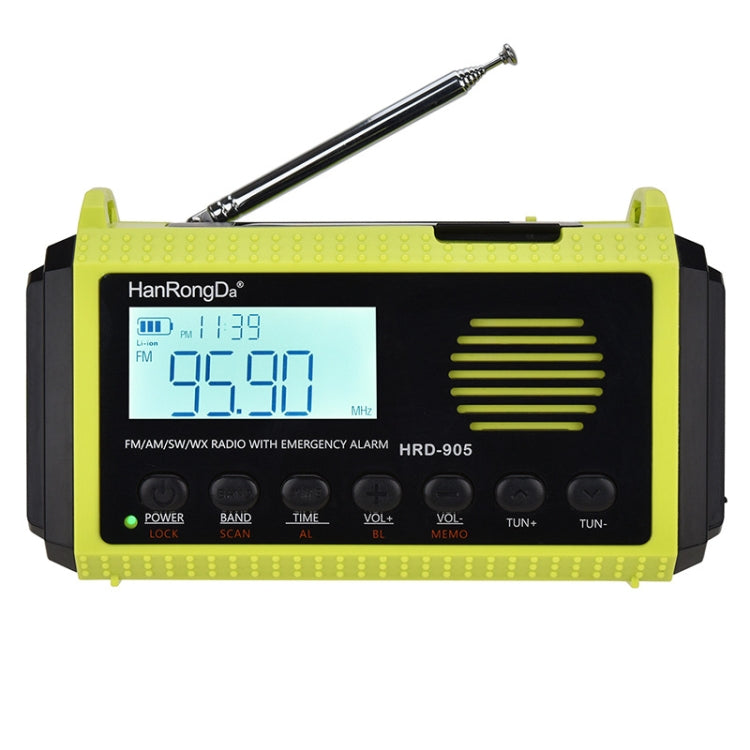 HanRongda HRD-905 Ricarica solare Illuminazione a LED Generazione Prevenzione dei disastri Emergenza Radio a banda intera, HRD-905 Army Green, HRD-905 Yellow Green