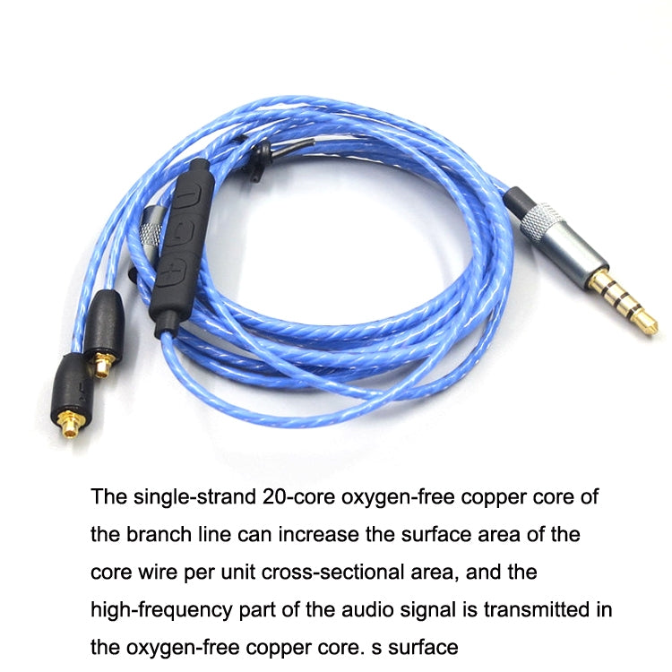 Per Shure MMCX / SE215 / SE535 / SE846 / UE900 Cavo per cuffie con regolazione del volume, 1.2m