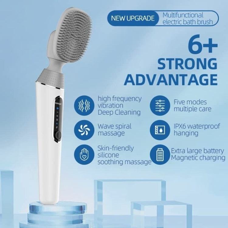 Spazzola da bagno elettrica Vibrazione in silicone Doccia spa posteriore a manico lungo