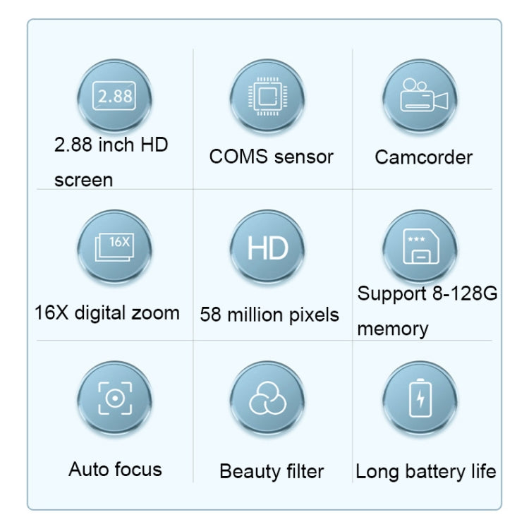 Fotocamera digitale HD con zoom 16X e schermo IPS 2,8 pollici