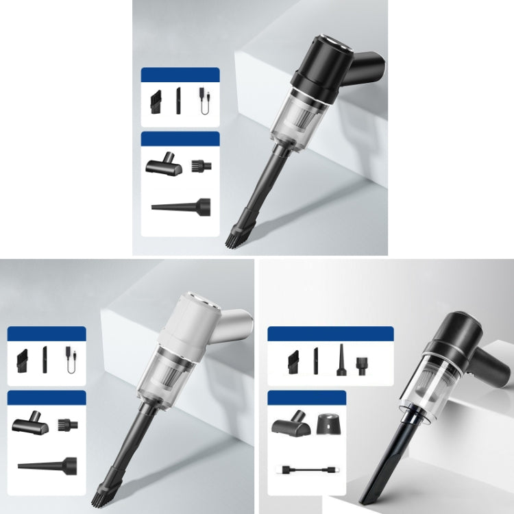 Mini aspirapolvere per auto con ricarica ad alta potenza per auto senza fili, Upgraded Black USB Cable, Upgraded White USB Cable, Black Type-C+Charging Base
