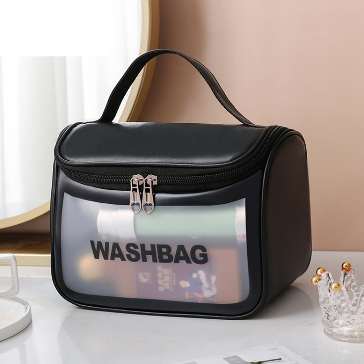 Borsa cosmetica traslucida in PVC Borsa da toilette smerigliata Borsa da bagno flip top in PU