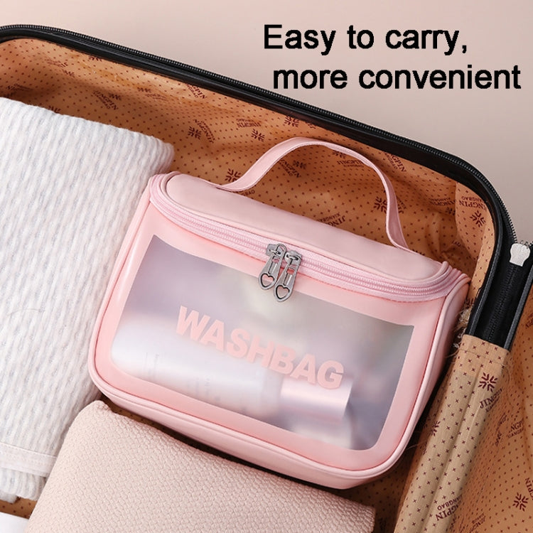 Borsa cosmetica traslucida in PVC Borsa da toilette smerigliata Borsa da bagno flip top in PU