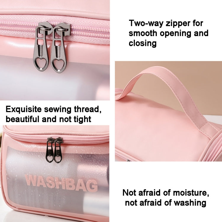Borsa cosmetica traslucida in PVC Borsa da toilette smerigliata Borsa da bagno flip top in PU