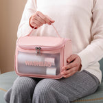 Borsa cosmetica traslucida in PVC Borsa da toilette smerigliata Borsa da bagno flip top in PU