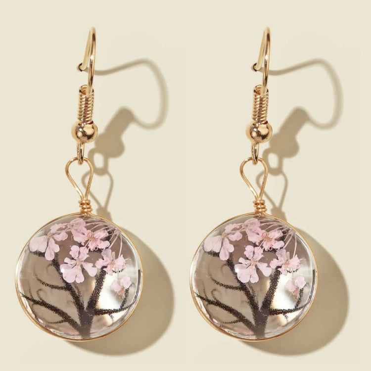 Orecchini Gypsophila con fiori secchi fatti a mano in vetro da 2 pezzi