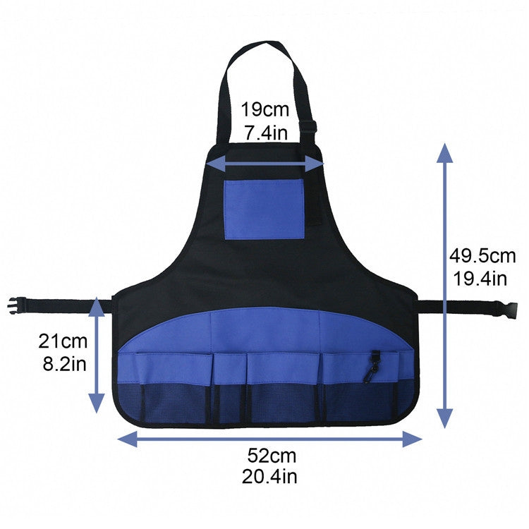 Grembiule multitasca per attrezzi Grembiule da giardinaggio da giardino blu, Black+Blue