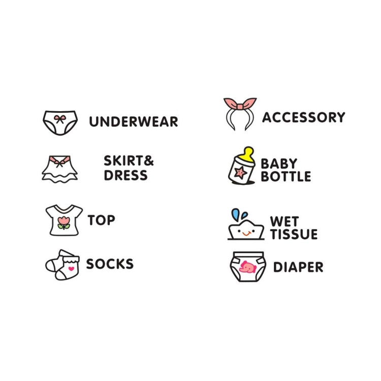 5 fogli Adesivo da parete per camera da letto per bambini Abbigliamento per bambini Logo Classificazione Adesivi rimovibili