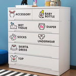 5 fogli Adesivo da parete per camera da letto per bambini Abbigliamento per bambini Logo Classificazione Adesivi rimovibili