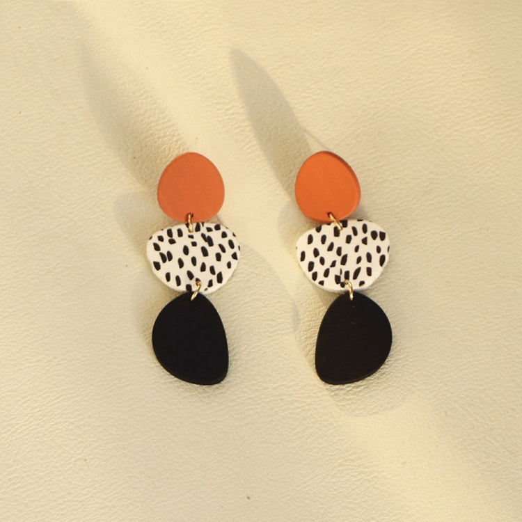 2 paia di orecchini lunghi leopardati con cuciture grafiche irregolari in acrilico