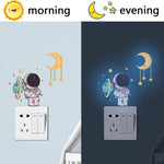 2 pezzi luminosi astronauta stelle luna interruttore adesivi camera dei bambini luminosi adesivi murali decorativi, Blue, Green, Pink
