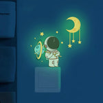 2 pezzi luminosi astronauta stelle luna interruttore adesivi camera dei bambini luminosi adesivi murali decorativi, Blue, Green, Pink