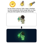 2 pezzi luminosi astronauta stelle luna interruttore adesivi camera dei bambini luminosi adesivi murali decorativi, Blue, Green, Pink