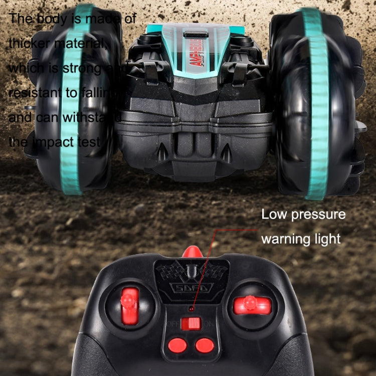 2.4G anfibio acrobatico telecomando auto a doppia faccia rotolamento guida giocattoli elettrici per bambini, Red, Green