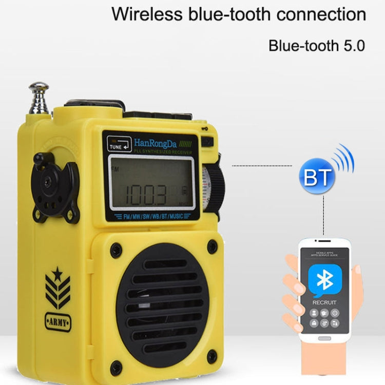 HanRongda HRD-701 Radio portatile a banda intera Subwoofer Bluetooth TF Card Display digitale Radio, HRD-701 Yellow, HRD-701 Khaki