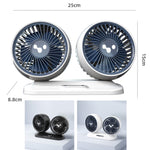 Ventilatore per auto 12v/24v Interfaccia USB Potente ventilatore elettrico a doppia testa