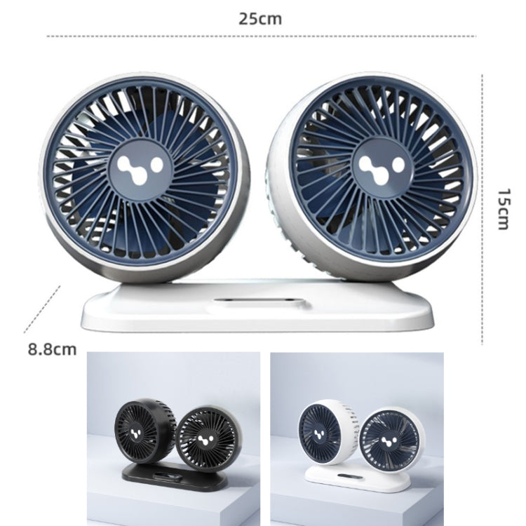 Ventilatore per auto 12v/24v Interfaccia USB Potente ventilatore elettrico a doppia testa
