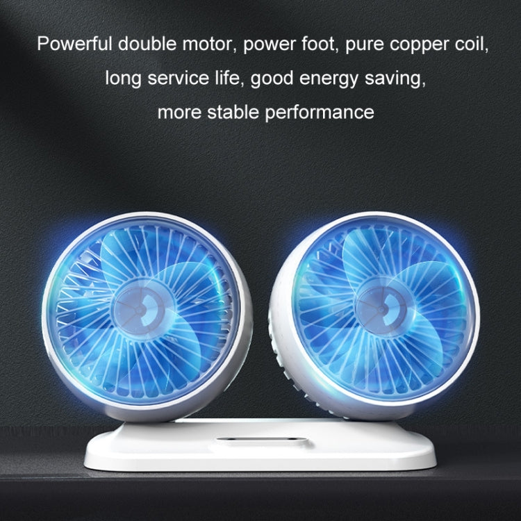 Ventilatore per auto 12v/24v Interfaccia USB Potente ventilatore elettrico a doppia testa
