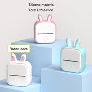 Custodia protettiva in silicone per stampante Phomemo T02, Pink Cat Ear, Purple Cat Ear, White Rabbit Ear, Green Rabbit Ear, Pink Rabbit Ear