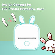 Custodia protettiva in silicone per stampante Phomemo T02, Pink Cat Ear, Purple Cat Ear, White Rabbit Ear, Green Rabbit Ear, Pink Rabbit Ear