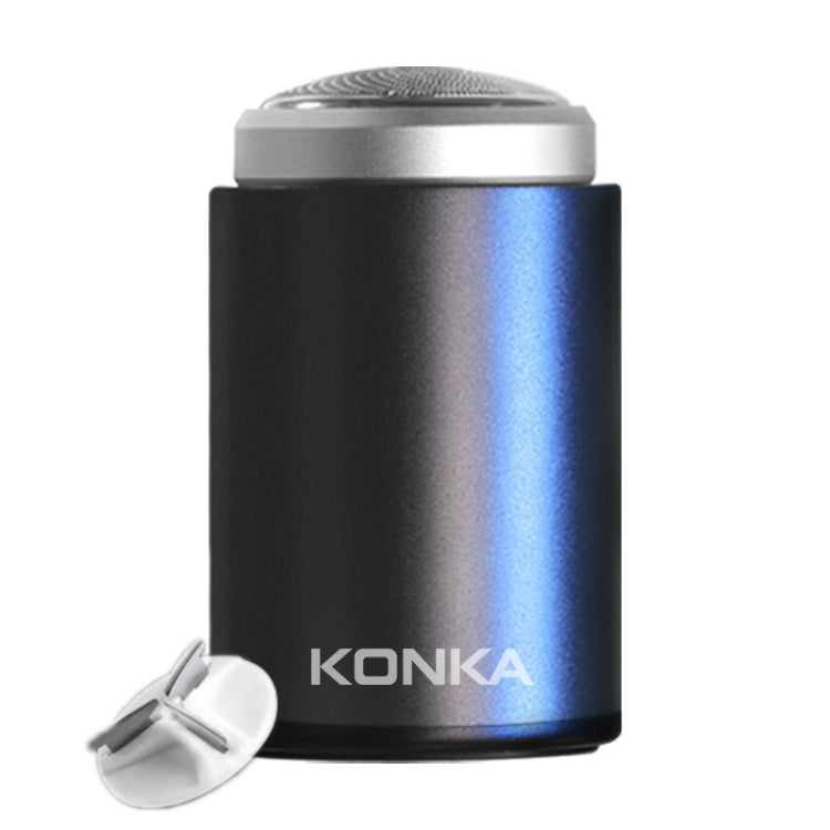 KONKA Mini Rasoio portatile Rasoio da uomo impermeabile all'aperto, Black, Black+1 Knife Head, Black+3 Knife Head