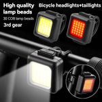 COB Lamp Beads Mini Mountain Bike Light USB Ricaricabile Ciclismo Impermeabile MTB Road Bike Lamp, White Headlight, Red Taillight, White Headlight+Red Taillight