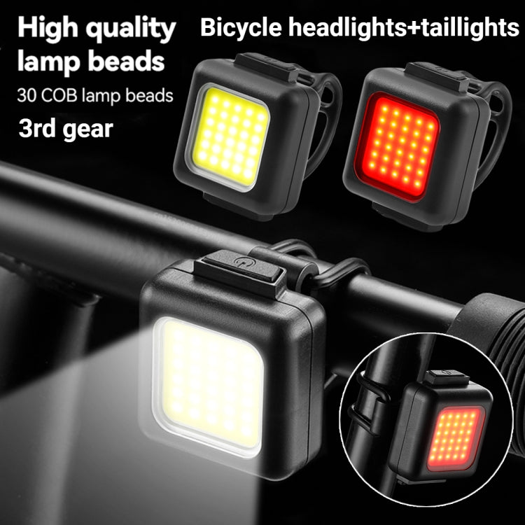 COB Lamp Beads Mini Mountain Bike Light USB Ricaricabile Ciclismo Impermeabile MTB Road Bike Lamp, White Headlight, Red Taillight, White Headlight+Red Taillight