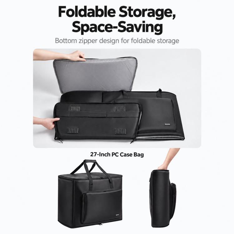 Baona Desktop Computer Host Monitor Keyboard Storage Bag, Single-layer + Trolley, Single-layer + Trolley With Swivel Wheels, Medium + Trolley, Medium + Trolley With Swivel Wheels, Large + Trolley With Swivel Wheels, Large + Trolley