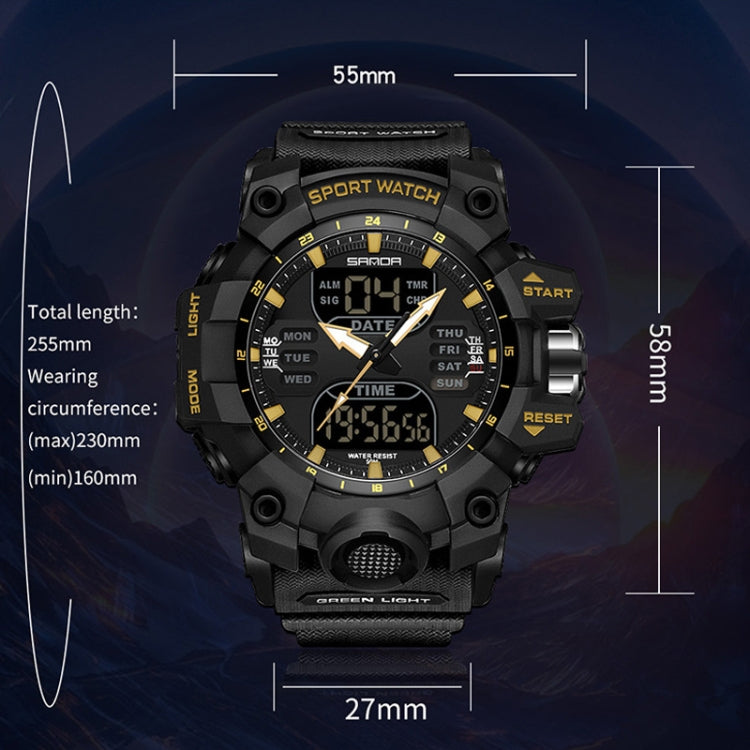 SANDA Green Light Sveglia Orologio multifunzionale impermeabile antiurto trasparente