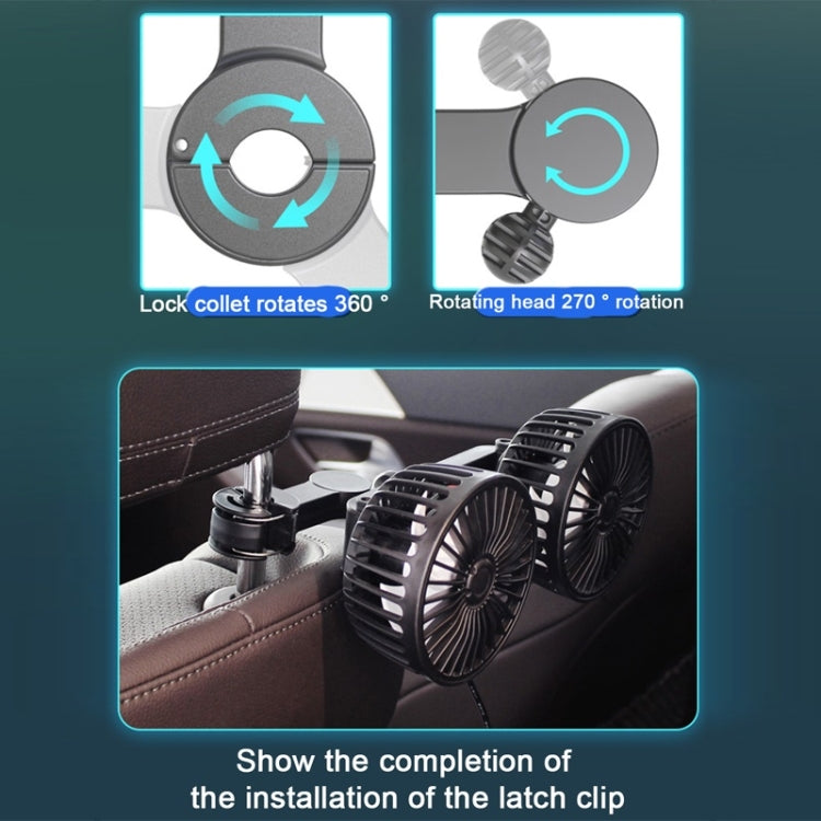 12V/24V Interfaccia USB posteriore sedile posteriore auto Potente ventola a doppia testa, F4207