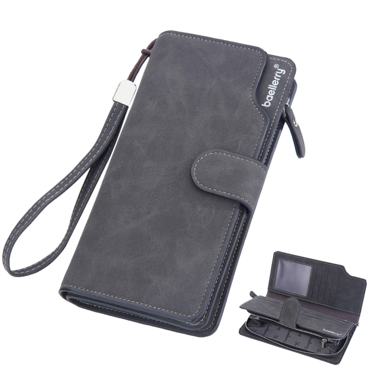 Baellerry in pelle opaca con slot per schede multiple da uomo, pochette con cerniera, fibbia, portafoglio vintage