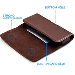 Custodia da cintura in pelle con alette magnetiche Nuoku per smartphone, 15.5 x 7.5 x 2.5cm   5.8 Inch, 17.3 x 8 x 2.5cm  6.7 Inch