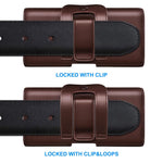 Custodia da cintura in pelle con alette magnetiche Nuoku per smartphone, 15.5 x 7.5 x 2.5cm   5.8 Inch, 17.3 x 8 x 2.5cm  6.7 Inch