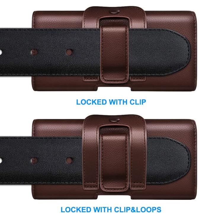 Custodia da cintura in pelle con alette magnetiche Nuoku per smartphone, 15.5 x 7.5 x 2.5cm   5.8 Inch, 17.3 x 8 x 2.5cm  6.7 Inch