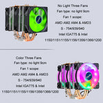 Computer desktop EVSKY 500 4 Ventola di raffreddamento CPU silenziata con tubi in rame, Single Fan Without Light, No Light Three Fans, Color Single Fan, Color Three Fans