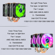 Computer desktop EVSKY 500 4 Ventola di raffreddamento CPU silenziata con tubi in rame, Single Fan Without Light, No Light Three Fans, Color Single Fan, Color Three Fans