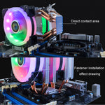 Computer desktop EVSKY 500 4 Ventola di raffreddamento CPU silenziata con tubi in rame, Single Fan Without Light, No Light Three Fans, Color Single Fan, Color Three Fans