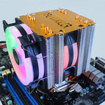 Computer desktop EVSKY 500 4 Ventola di raffreddamento CPU silenziata con tubi in rame, Single Fan Without Light, No Light Three Fans, Color Single Fan, Color Three Fans