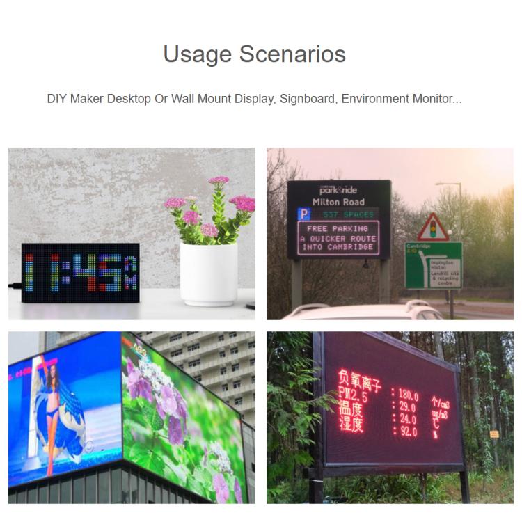 Waveshare RGB Full-color LED Matrix Panel, 3mm Pitch, 64 × 32 Pixels, Adjustable Brightness,, Standard Version, GOB Version