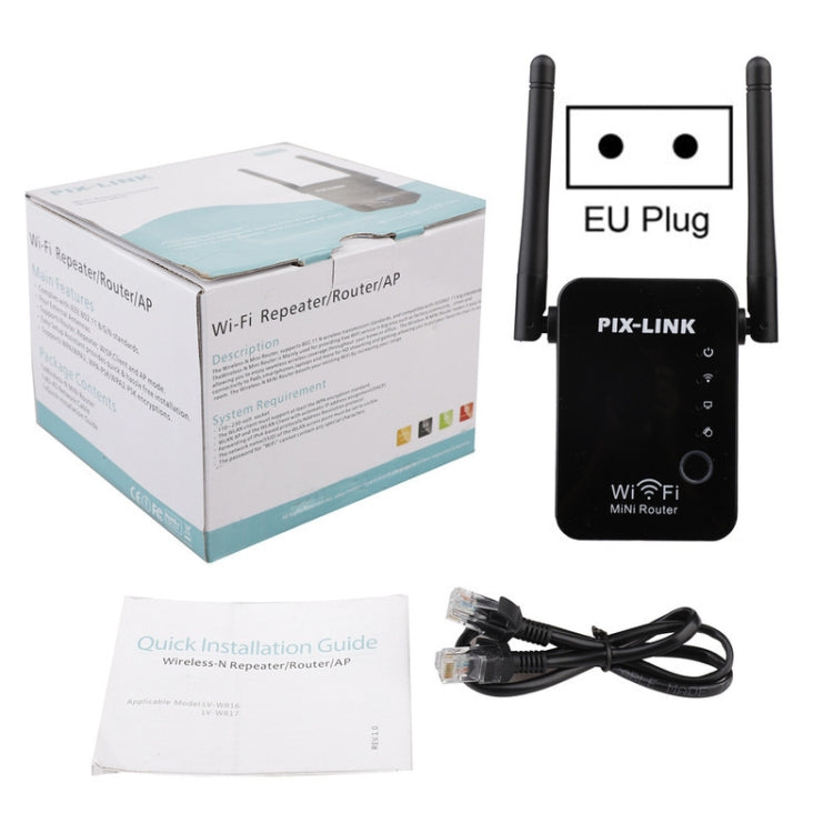 PIX-LINK 2.4G 300Mbps Amplificatore di segnale WiFi Router wireless Ripetitore a doppia antenna