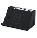 PD 20 W + ricarica wireless QC 3.0 + caricabatterie multifunzione a 6 porte, Black