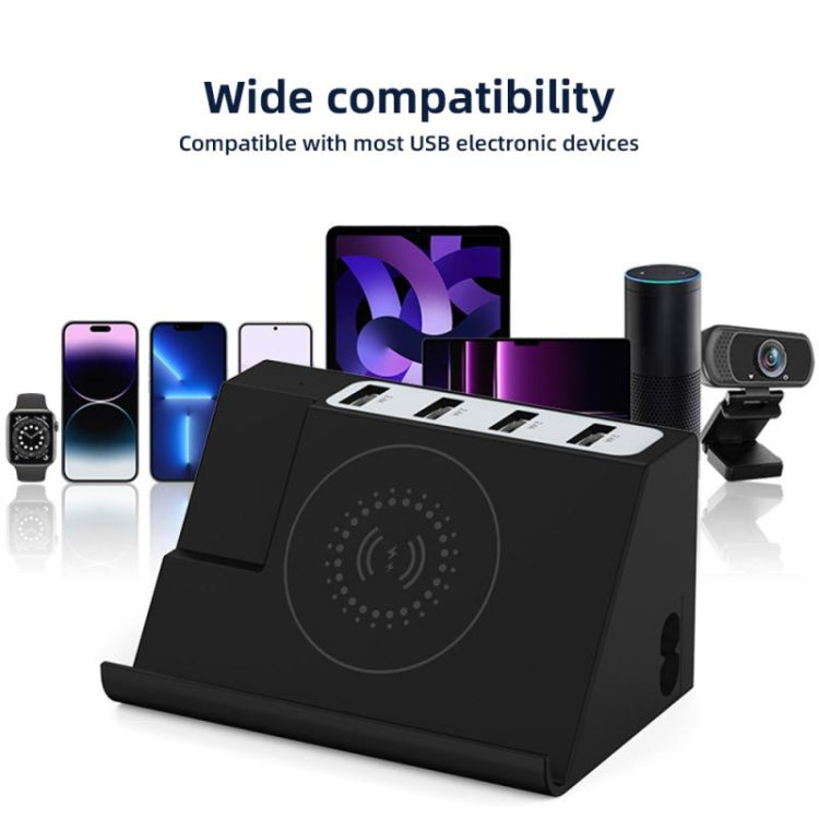 PD 20 W + ricarica wireless QC 3.0 + caricabatterie multifunzione a 6 porte, Black