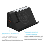 PD 20 W + ricarica wireless QC 3.0 + caricabatterie multifunzione a 6 porte, Black