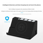 PD 20 W + ricarica wireless QC 3.0 + caricabatterie multifunzione a 6 porte, Black